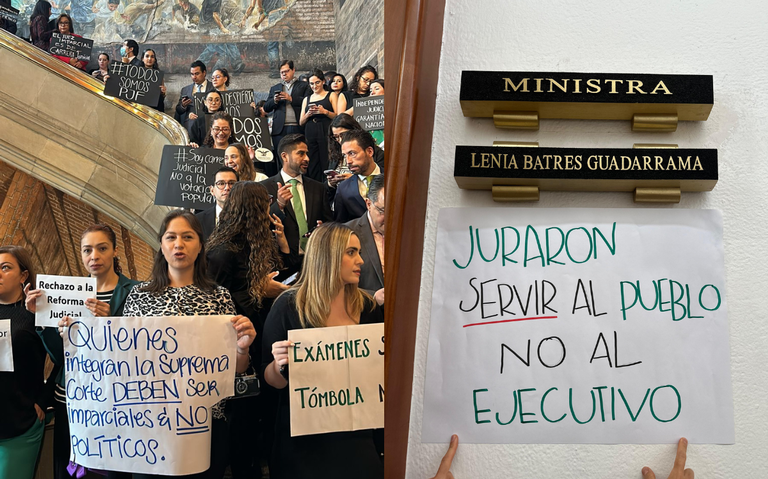 Protestan trabajadores de la SCJN contra reforma judicial: ministros les expresan apoyo