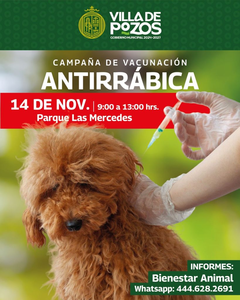 VILLA DE POZOS CONTINÚA CON CAMPAÑAS DE VACUNACIÓN ANTIRRÁBICA