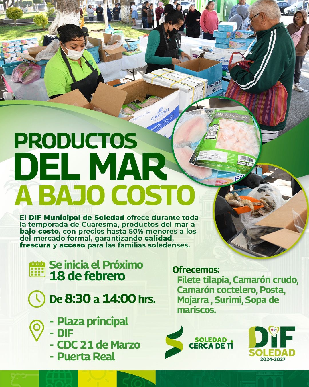 AYUNTAMIENTO DE SOLEDAD OFRECERÁ PRODUCTOS DEL MAR A BAJO COSTO DURANTE CUARESMA