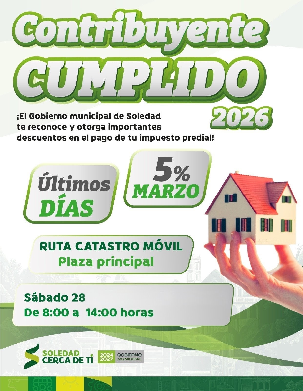 A DÍAS DE CULMINAR PROGRAMA DE DESCUENTOS, AYUNTAMIENTO DE SOLEDAD ALCANZA 95% DE RECAUDACIÓN PROYECTADA