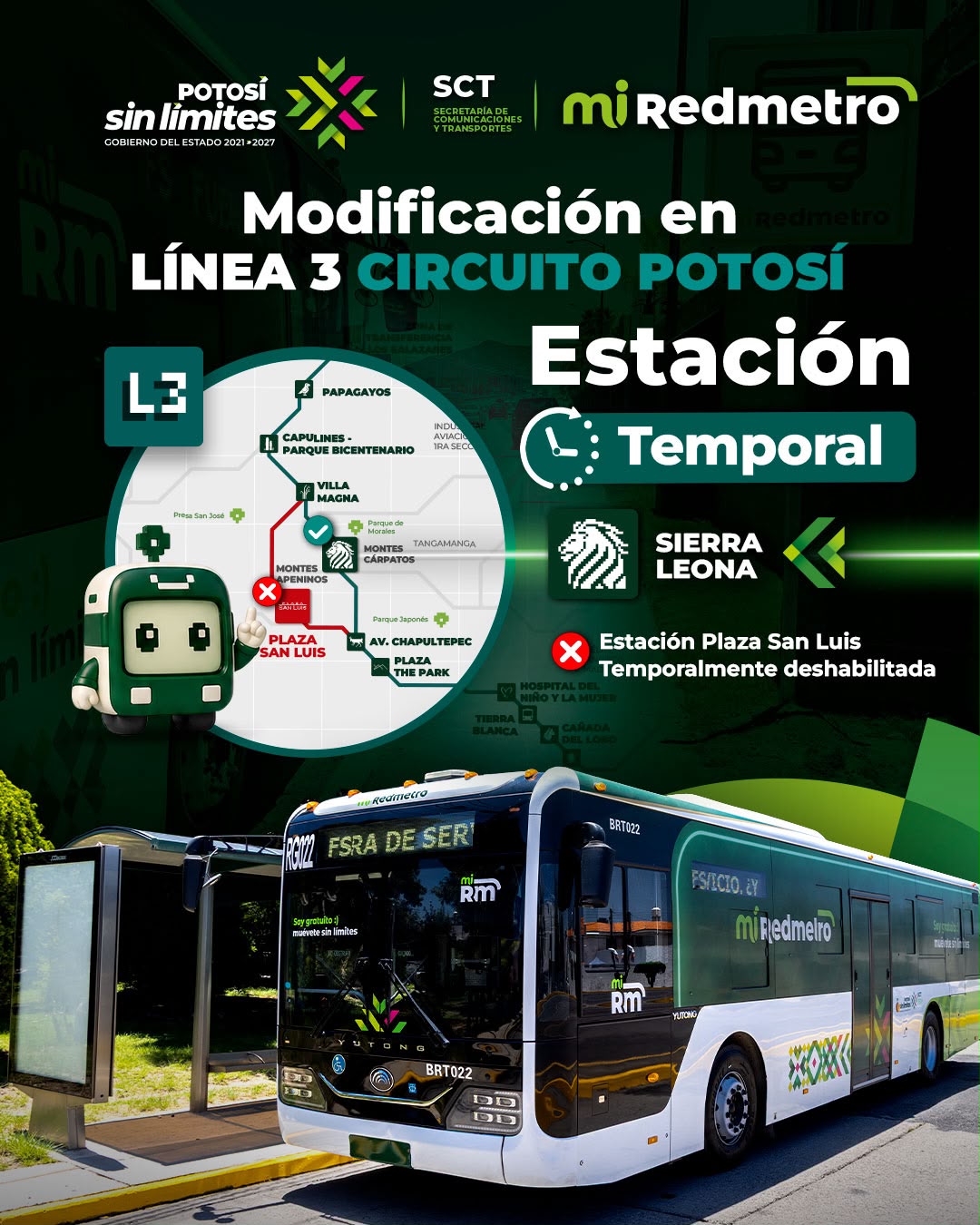 DESDE HOY, REDMETRO AJUSTA RECORRIDO DE LA LÍNEA 3